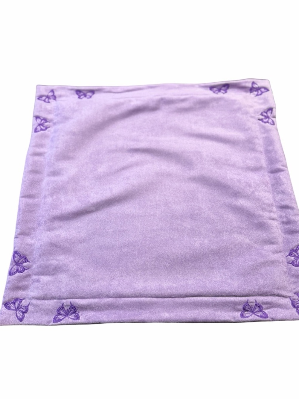 Lavender Butterfly Embroidered Decorative Pillow Cover
